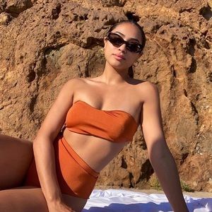 Joues de Sable Orange Brown Copper Bandeau Bikini